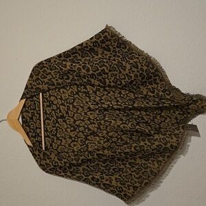 J. Jill Camel Multi Animal Print Triangle Shawl NWT
